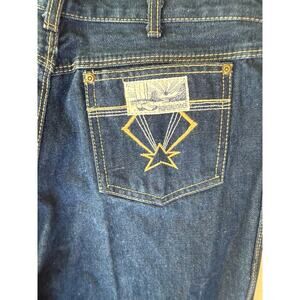 Vintage Road Runner Star Pocket Embroidered Jeans Dark Wash High Waist USA Made